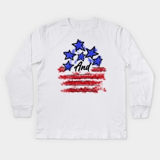 Stars and Stripes - 4th of July - Retro American Flag Kids Long Sleeve T-Shirt